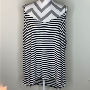 Black and White Striped Open Back Tank Top